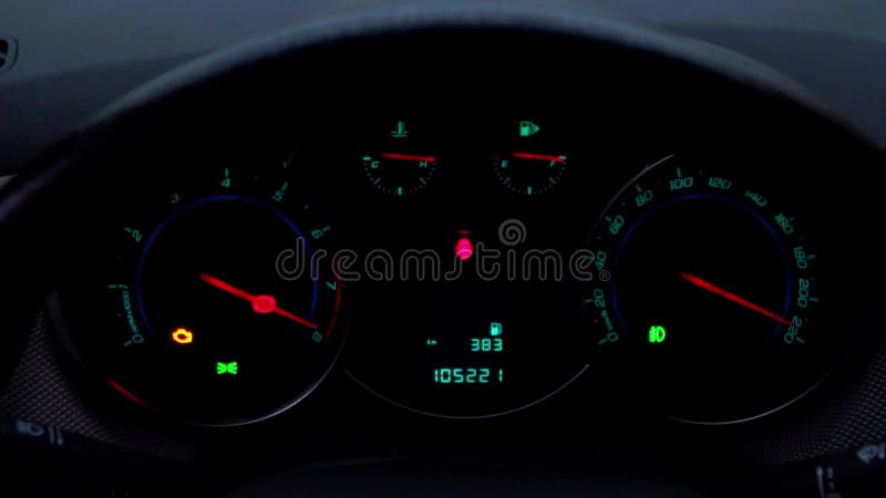 The Car Dashboard Lights Up When The Ignition Is Turned On Stock