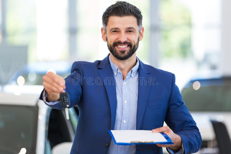 Car dealer in showroom stock image. Image of customer 94464853