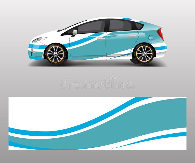 Car decal wrap design vector with wave element. Graphic abstract wave shapes racing for vehicle, race car template design vector.