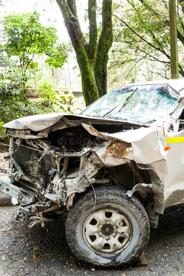 Front of Automobile Damaged by Traffic Accident Stock Image Image of