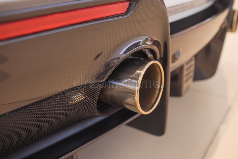 Car Detailing Series Clean Exhaust Pipe Close-up. Stock Image - Image ...