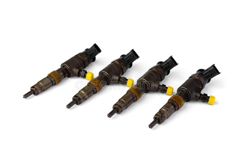 Car Diesel Injectors Isolated on White Background. Stock Photo Image