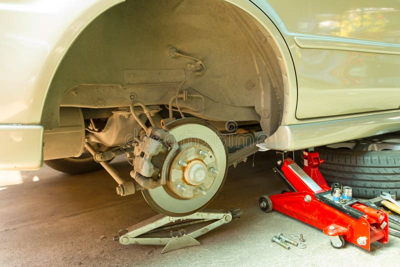 Car Disc Brake Showing Rotor and Brake Caliper without Shock Absorber