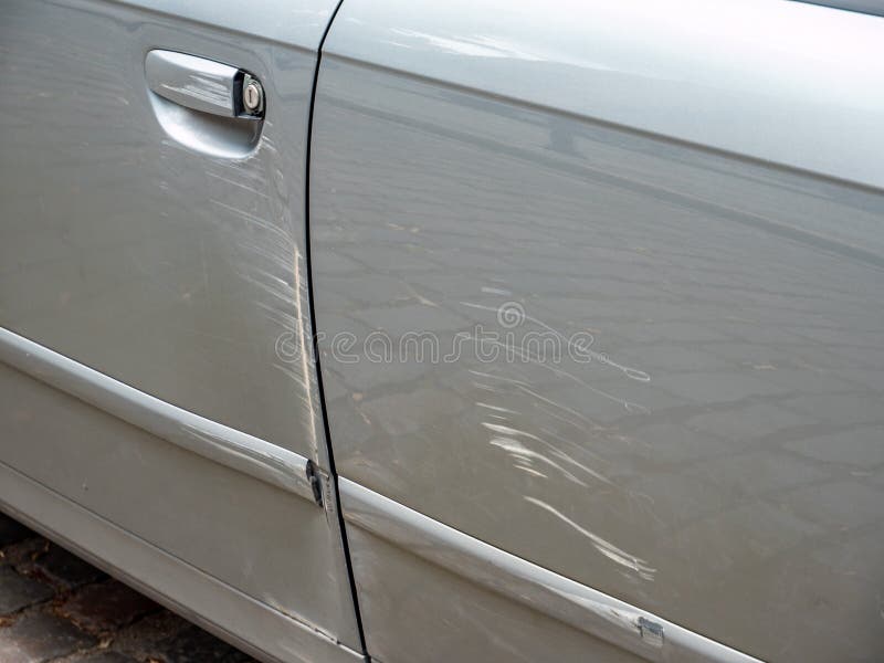 Car Door with Scratches after Accident Stock Photo Image of autobody