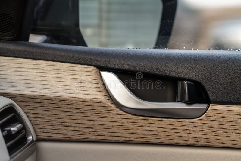 Car Door Handle Closeup View. Stock Photo Image of comfort, dashboard