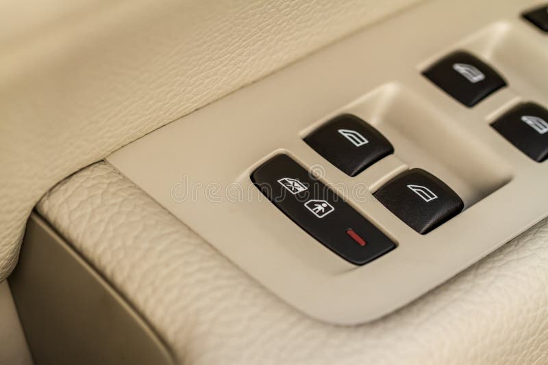 Car Door Handle with Lock Window Control Button. Editorial Photography