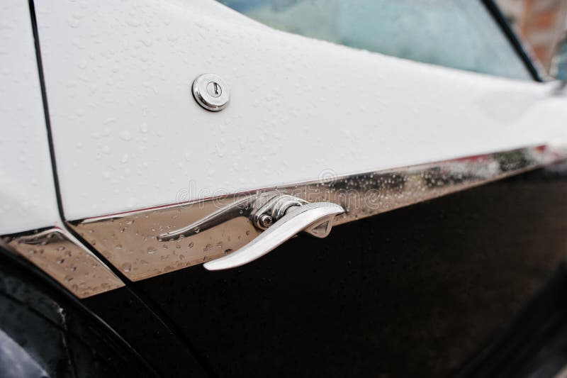 Car Door Handle at Old Vintage Retro Car Stock Image - Image of detail