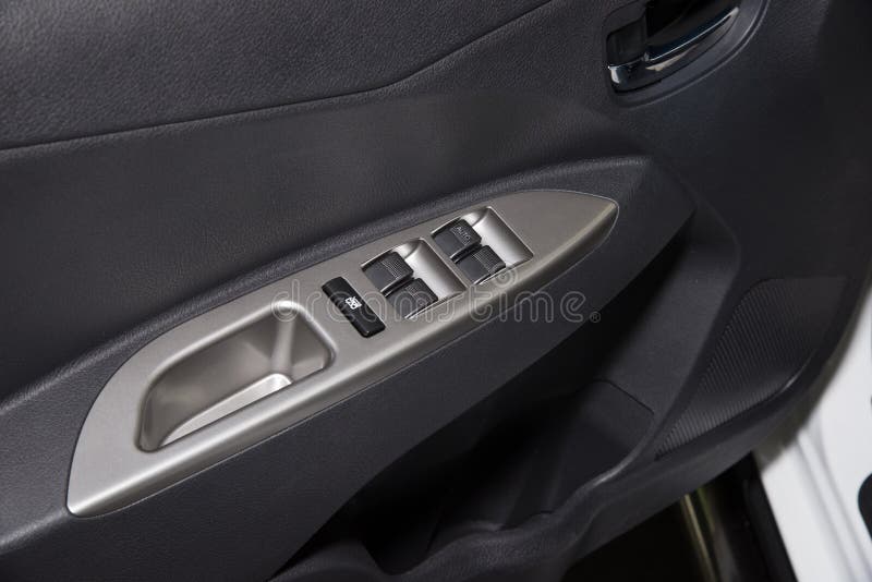 Car Door Interior Driver Arm Rest Window Control Panel Stock Photos