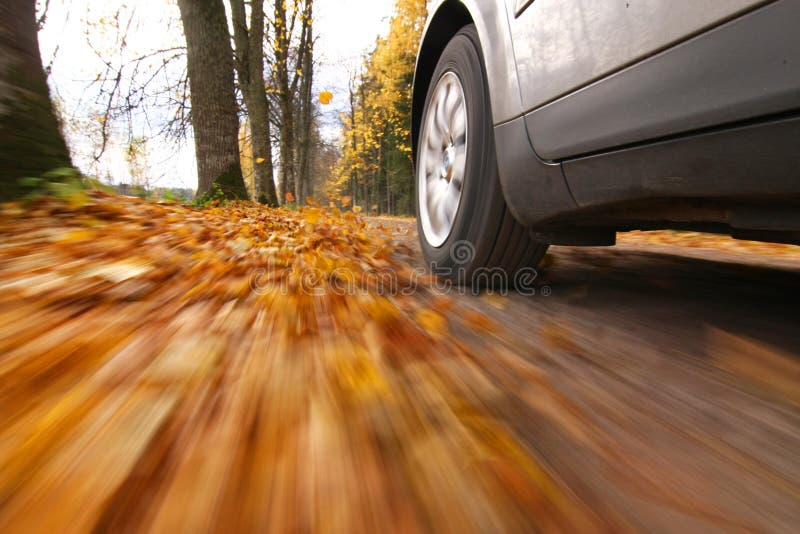 Car driving on country road royalty free stock images
