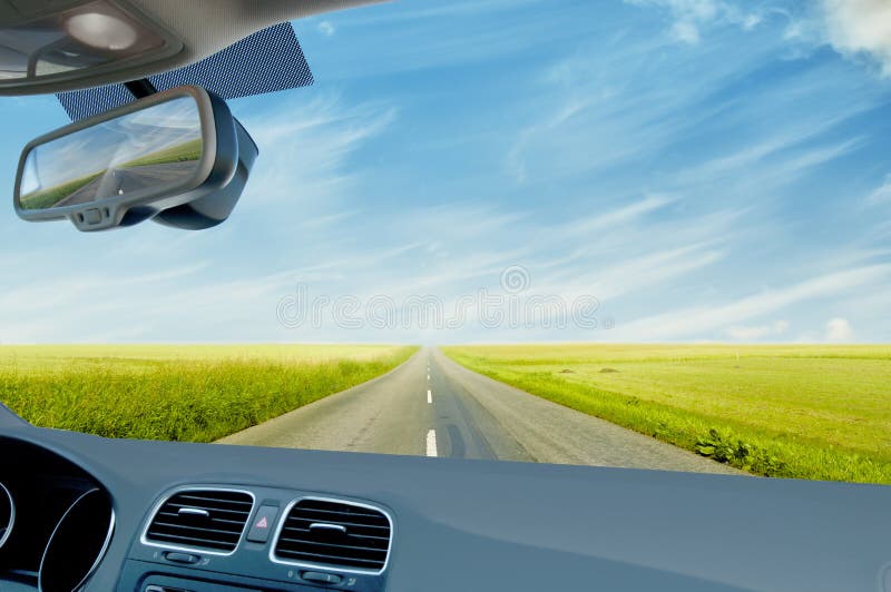 Car driving in countryside royalty free stock images