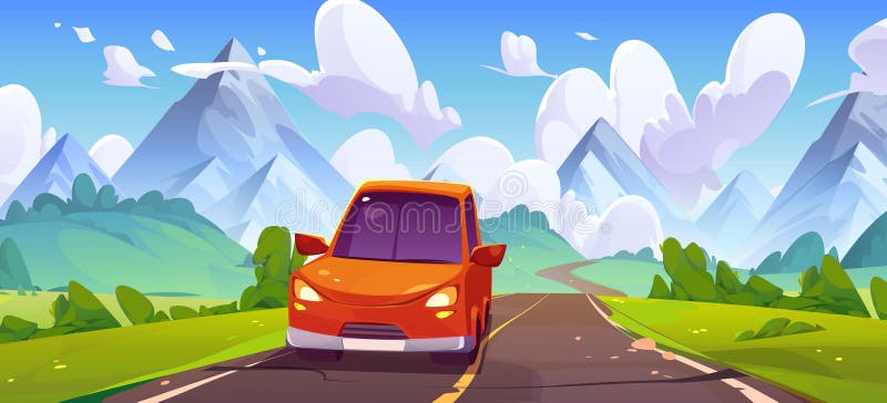 Car Driving Curvy Mountain Road Stock Illustration - Illustration of ...