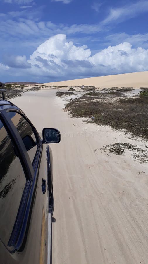 Car Driving through the Sand Dunes Stock Photo Image of mountain