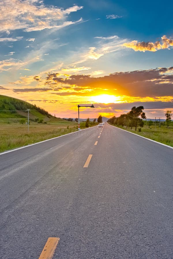 The car driving on sunset stock image. Image of journey 21347205