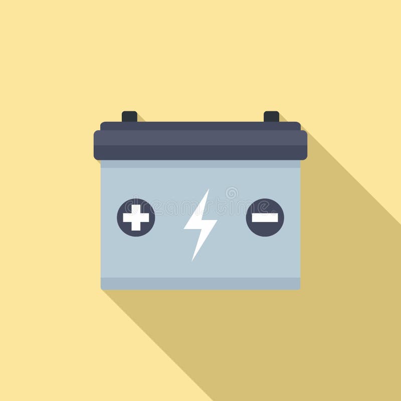 Car Electric Battery Icon, Flat Style Stock Vector Illustration of