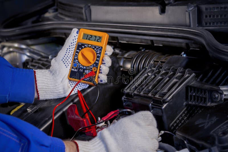 Repair of the Car`s Electrical Equipment. Measuring Device in Digital