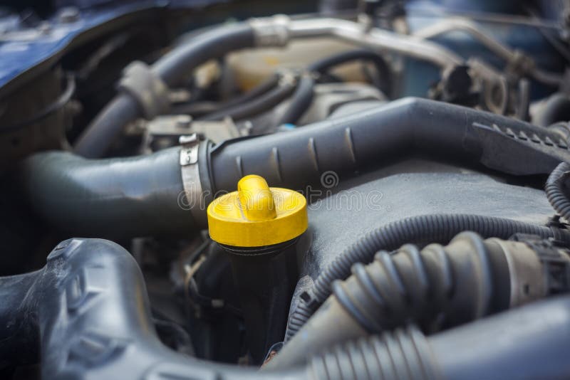 Car engine closeup, auto industry stock photo
