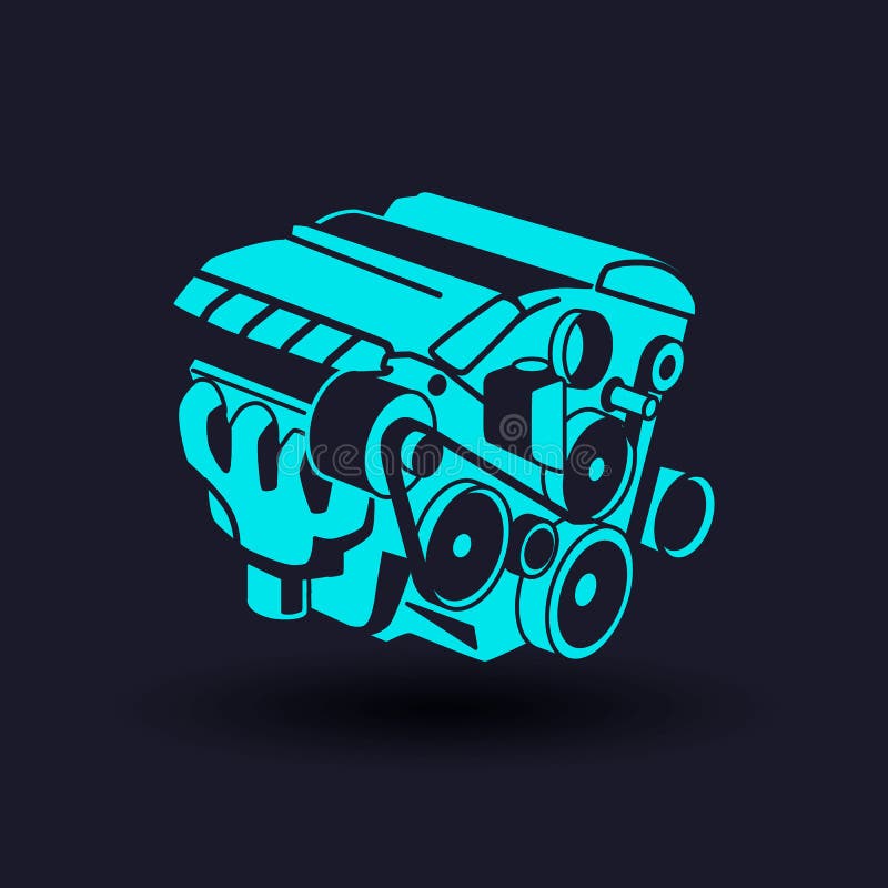 Car Engine Glyph Icon. Motor. Silhouette Symbol. Negative Space. Vector