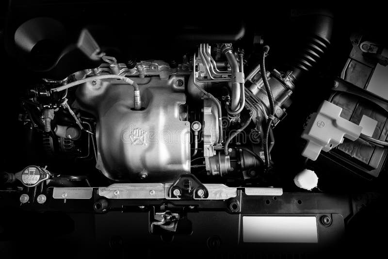 Car engine motor concept Close up detail of new Car engine part Black and white royalty free stock photos Car engine motor concept Close up detail of new Car engine part Black and white royalty free stock photos