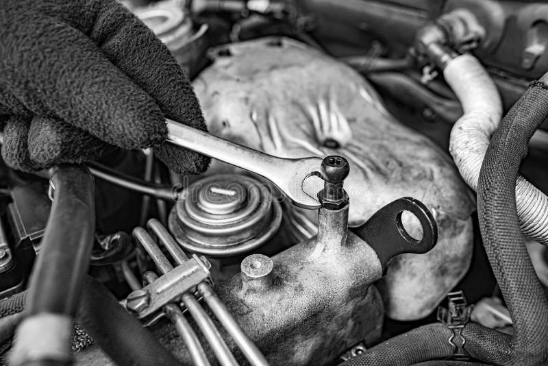 Car engine during repair. stock photo. Image of energy 243488558