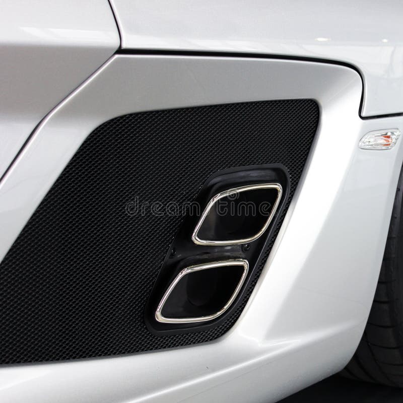 Part of the Gray Car. Car Exhaust Pipes. Stock Image Image of