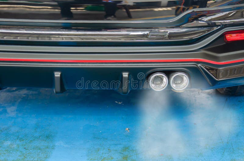 Car exhaust smoke stock photo. Image of closeup, bumper 176436766