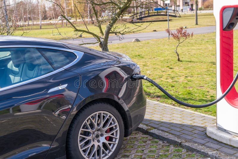 A Car at the Charging Station Stock Image Image of filler, fast