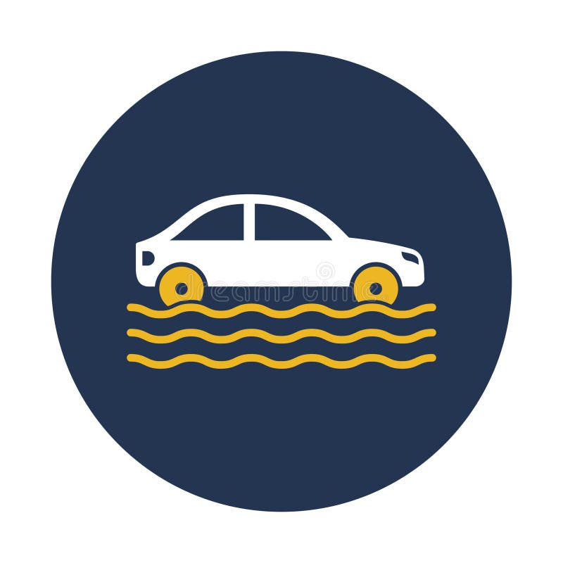 Car in Flood Isolated Vector Icon that Can Be Easily Modified or Edited