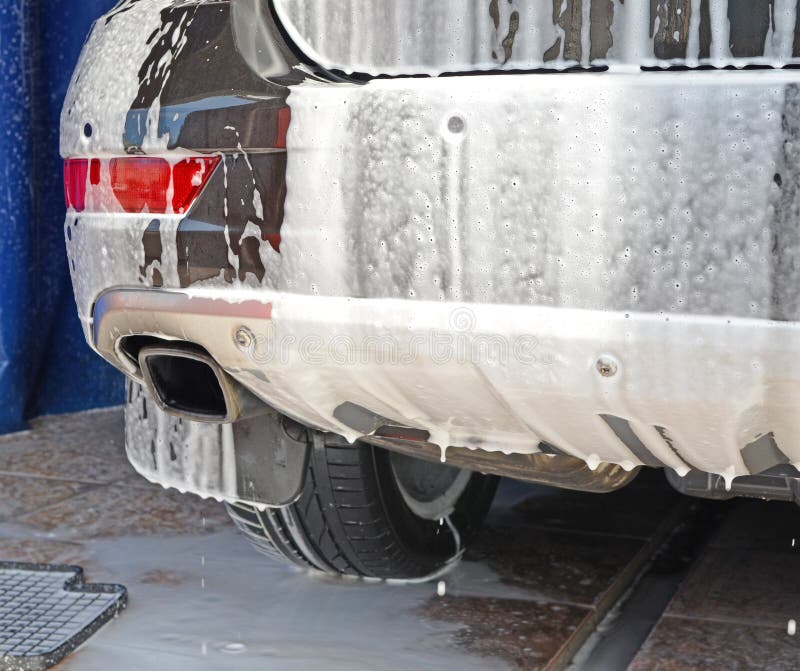 Car fragment during washing stock image