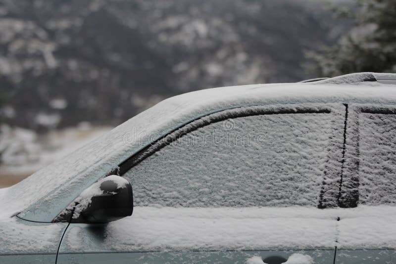 Car with frost and snow. stock photo. Image of frost 28627174