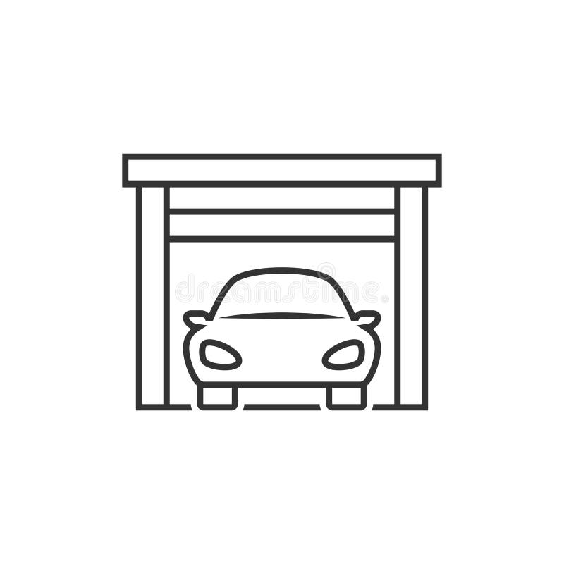 Car on garage icon