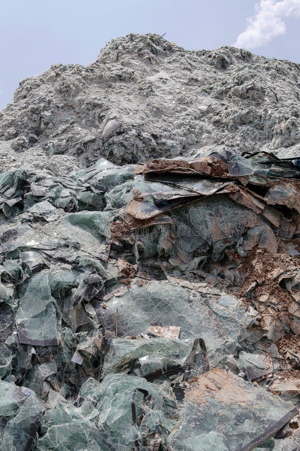 Car glass recycling plant stock image. Image of scrap 101882243