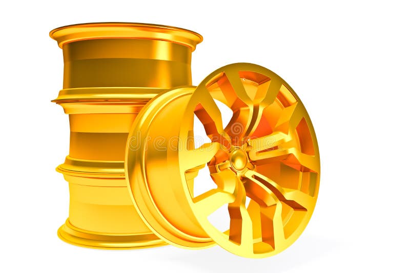 Download Car Gold Alloy Wheel Over White Stock Illustration - Illustration of perspective, color: 37472004