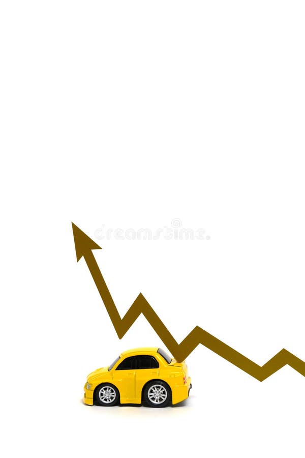 Car and Graph with an Arrow Indicating an Increase in Car Prices. Stock