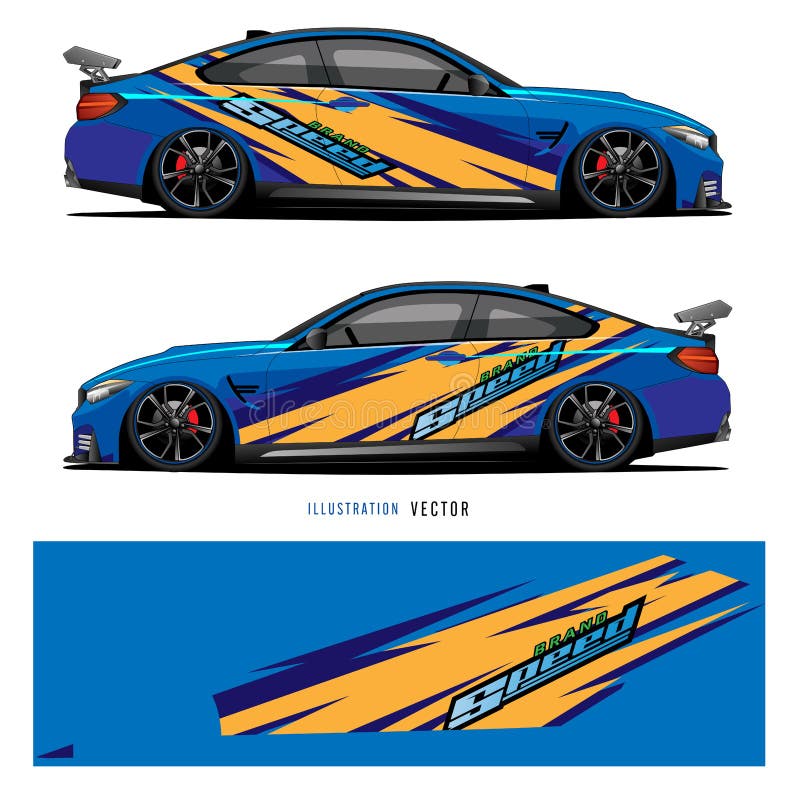 Car Graphic Vector. Abstract Lines With Blue Background Design For