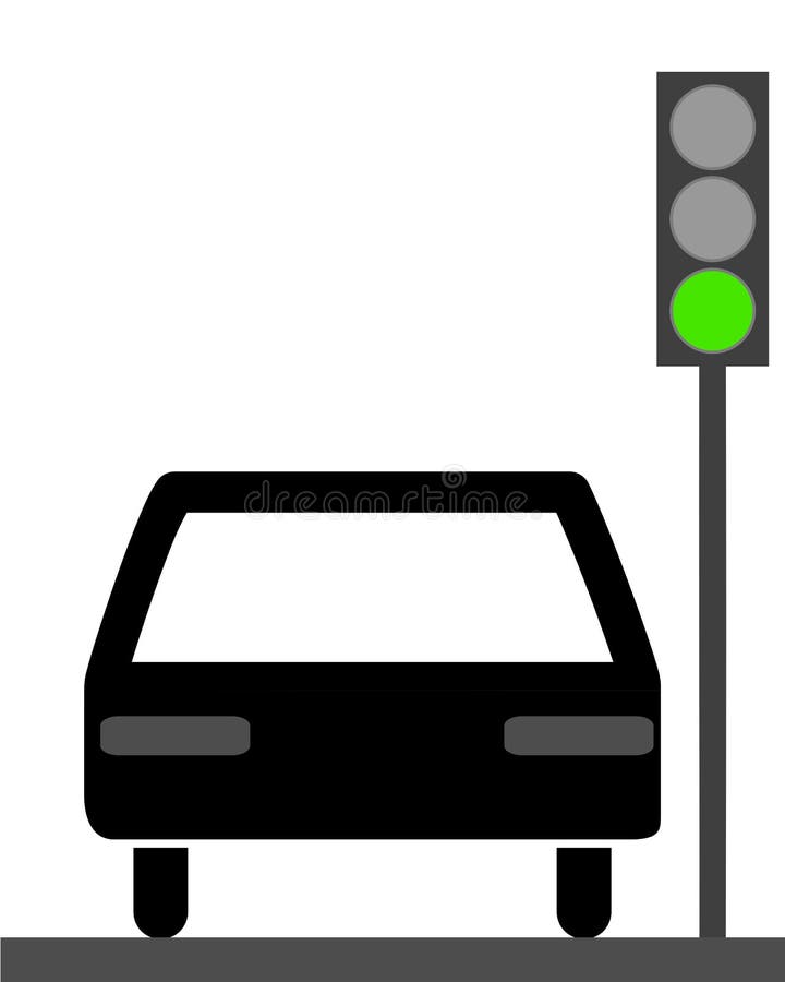 Car at green traffic light stock vector. Illustration of regulate