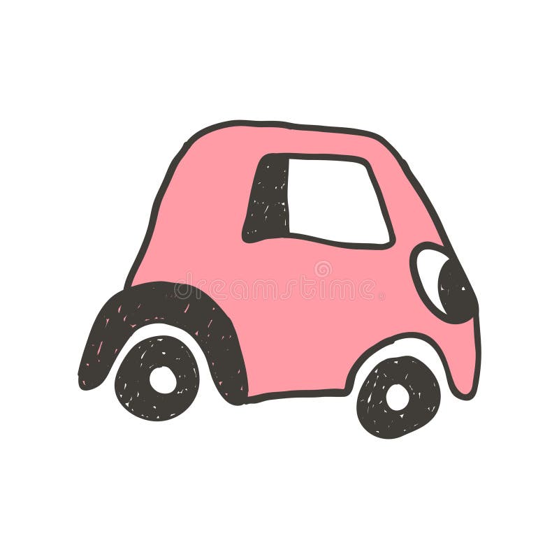 Car Hand Drawn Vector Illustration. Funny Cartoon Style Car. Stock ...