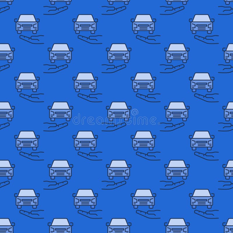Car on Hand Vector Hire Car Blue Seamless Pattern Stock Vector