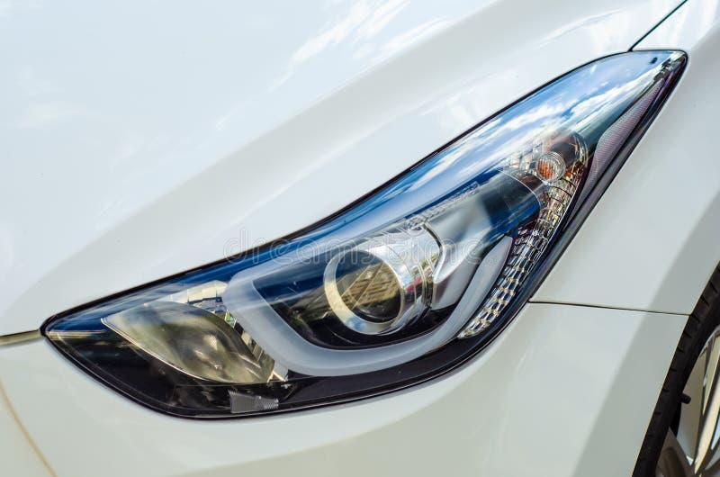 Car head light white stock photo. Image of close, luxury 123416114