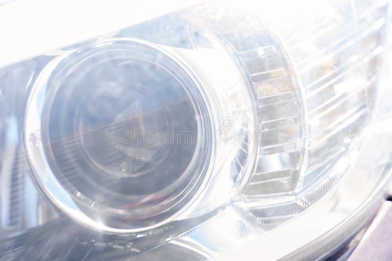 Car Headlight,scratches, Dust, Old, Decrepit, Light Stock Photo Image