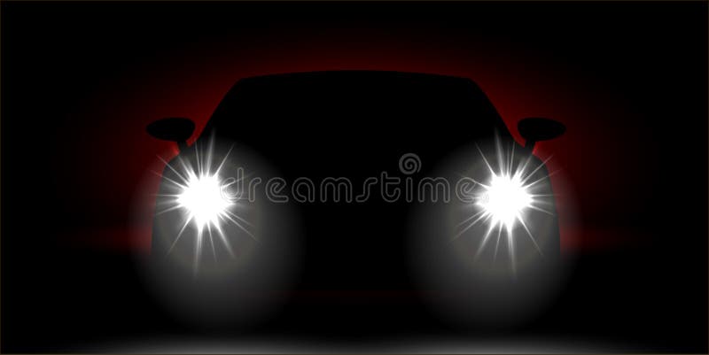 Realistic car headlights. Front and rare led automobile lights with  different shapes, red tail glowing light effect. Vector auto bumpers lamp  3D set Stock Vector