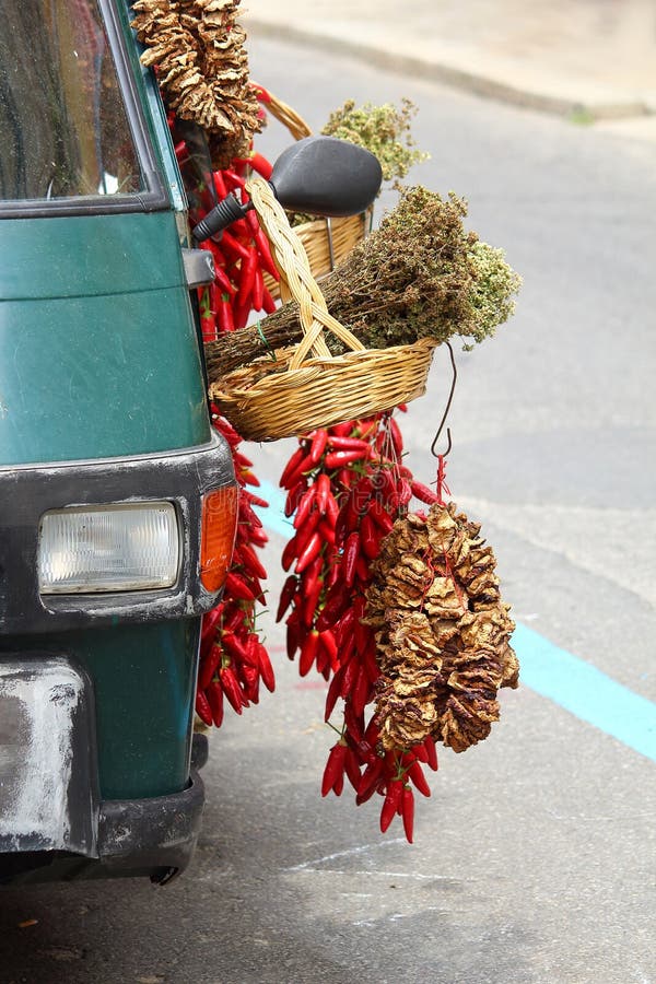 Car with herbs and spices stock image. Image of selling 100714035