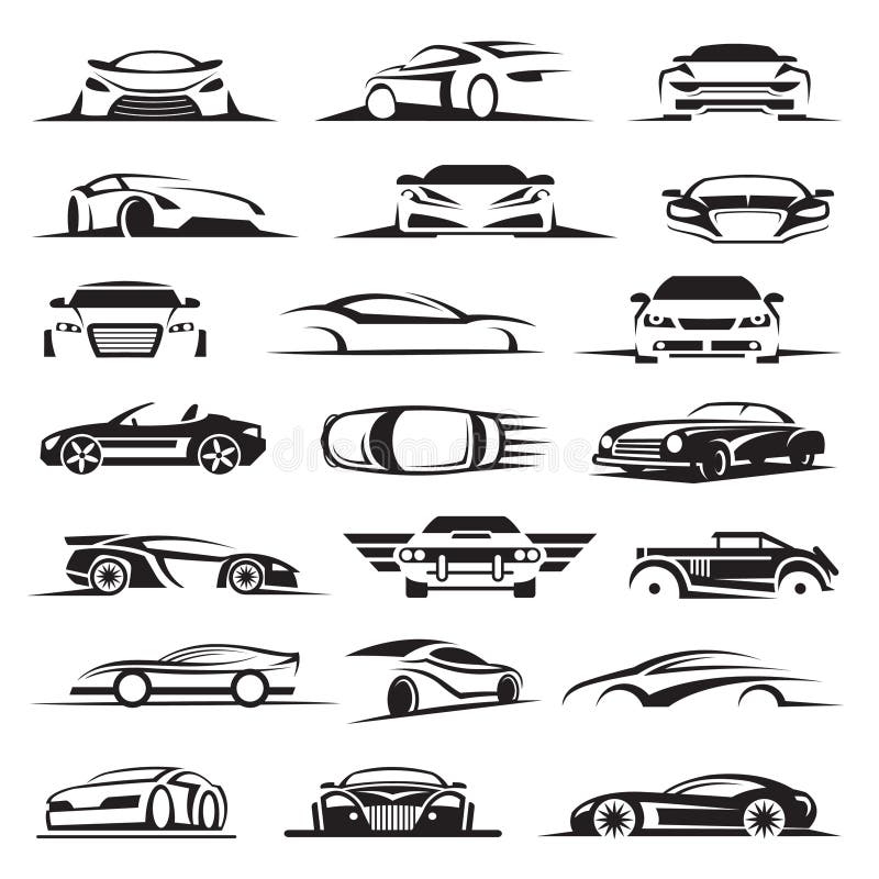 Cars icons set on gray background Royalty Free Vector Image