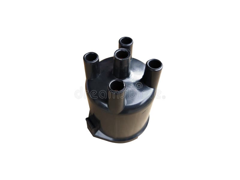 Car Ignition Distributor Cap on an Isolated White Background. Stock