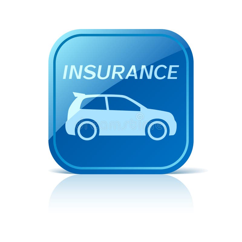 Car Insurance Icon on Blue Web Button Stock Vector - Illustration of ...