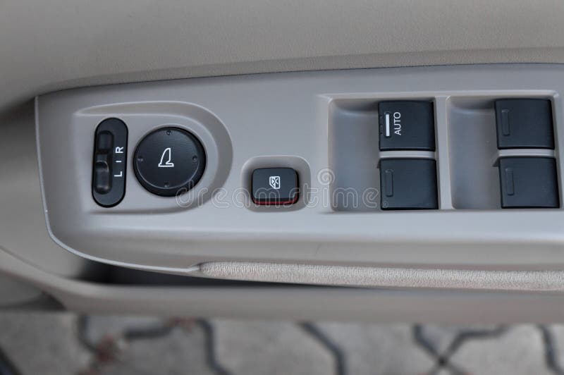 Car Interior Details of Door Handle with Windows Controls and Adjustments Stock Image Image of
