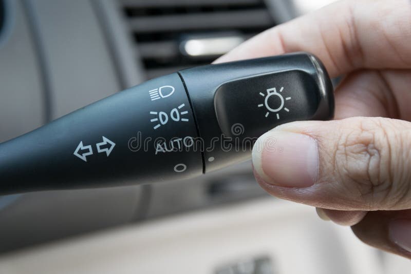 Car interior with light switch