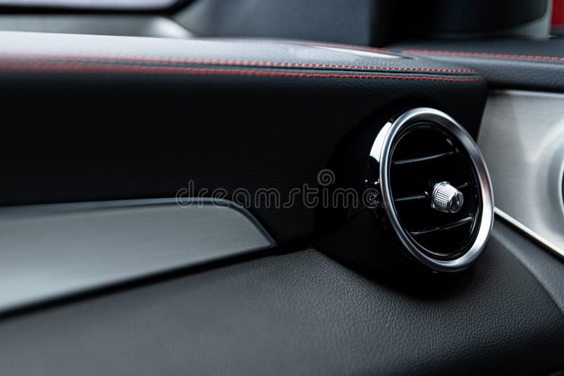 Car Interior . Modern Luxury Car Air Vents and Car Air Condition. Stock