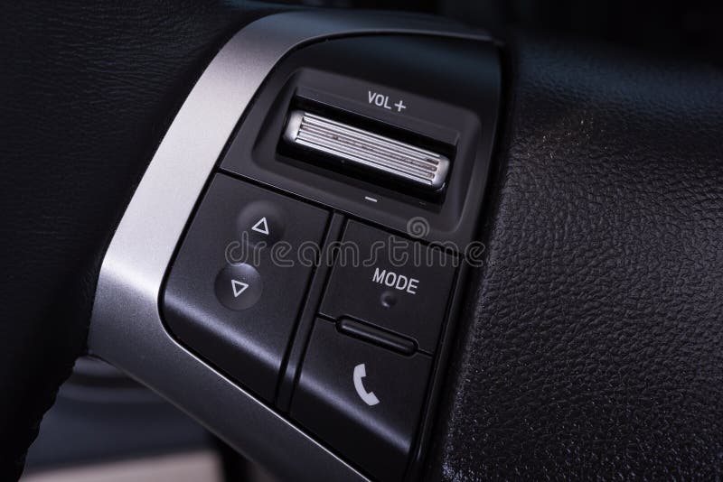 Car interior radio sound and phone button royalty free stock images