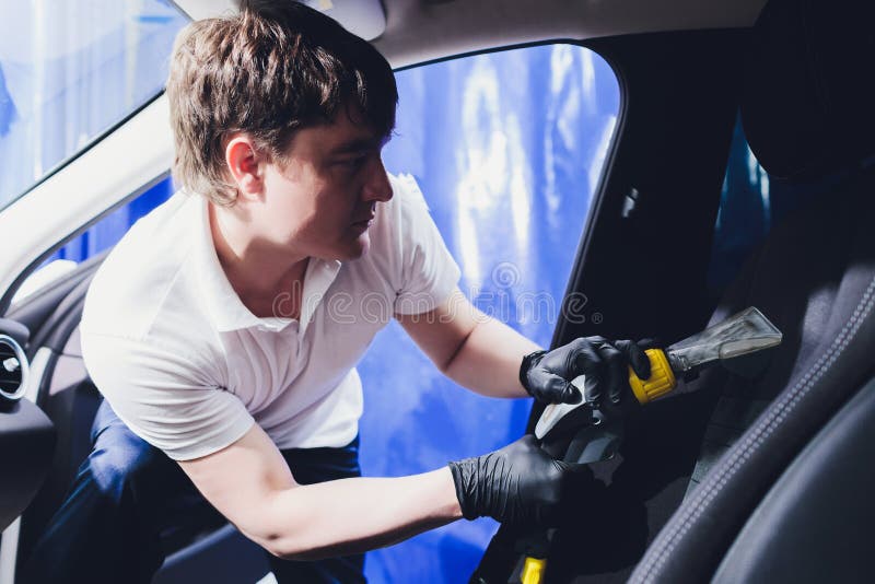 Car Interior Textile Seats Chemical Cleaning with Professionally
