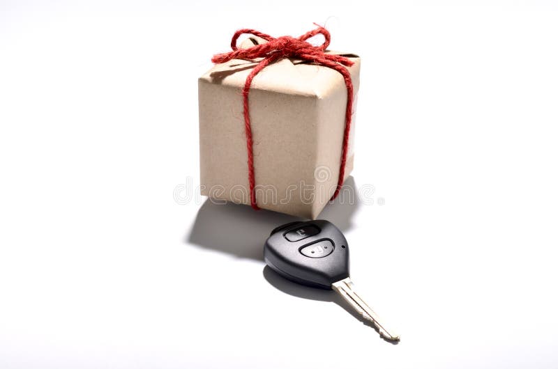 Gift Idea Car Keys With Red Ribbon Isolated Stock Photo Image of